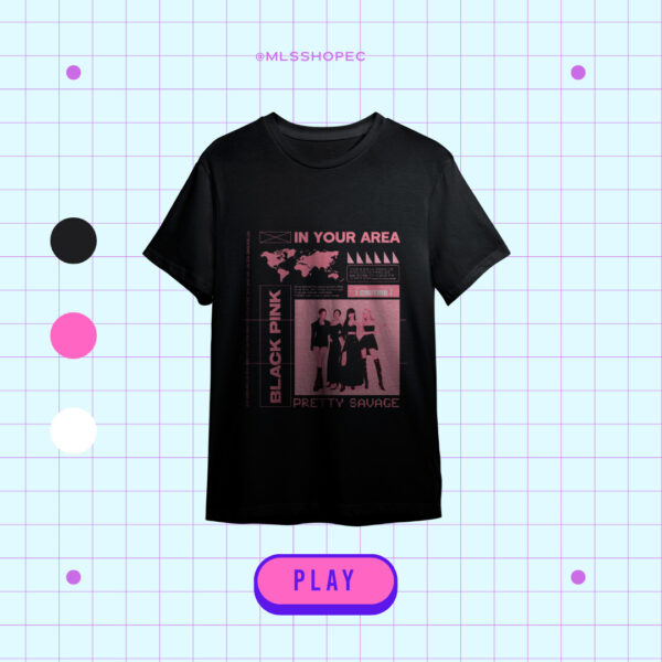 camiseta negra con imagen de blackpink