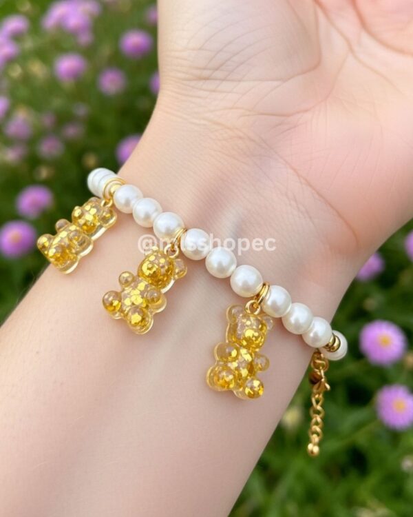 Pulsera con perlas y charm de osito para mujer encantador kawaii k-fashion - Image 6
