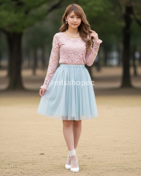 Falda de tul mediana para mujer varios colores estilo kawaii k-fashion - Image 3