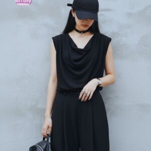 Camiseta manga corta| cuello drapeado | mlsshop | elegante top para mujer
