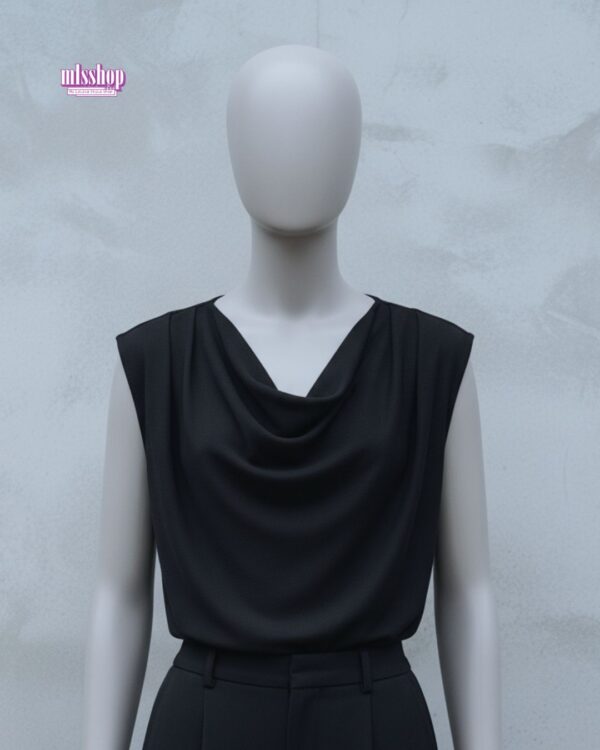 Camiseta manga corta| cuello drapeado | mlsshop | elegante top para mujer - Image 5