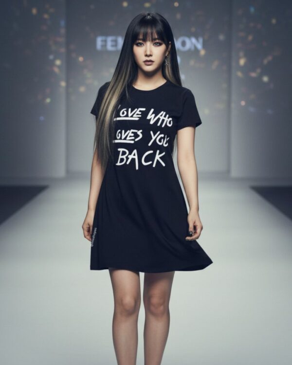 Vestido camiseta para mujer negro LOVE WHO